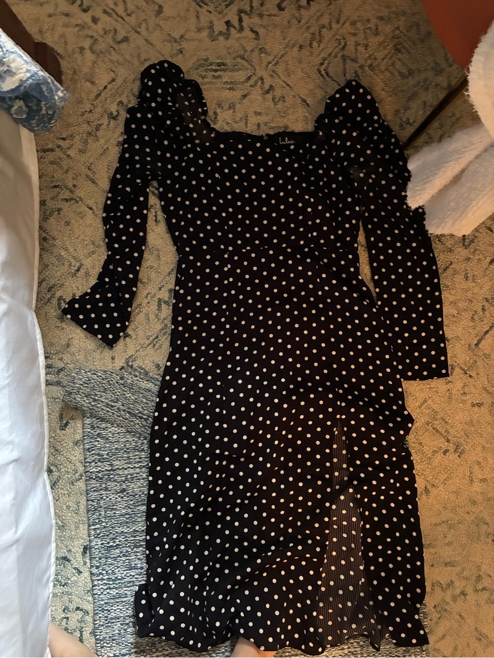 Lulu's Black Polka Dot Midi Dress
